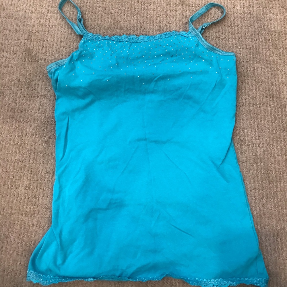 Blue Sparkle Lace Tank top